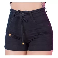 Short Sarja Feminino Amorosa Com Cadarço