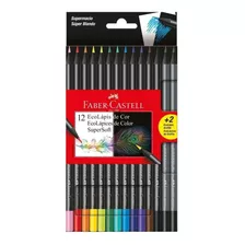 Lápis De Cor Supersoft Faber Castell 12 Cores +2 Lápis Preto