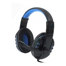 Auriculares Gamer Skyway Led Microfono Pc Adaptador Consolas Color Azul