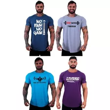 Kit 4 Camiseta Longline Oversized Academia Musculação Treino