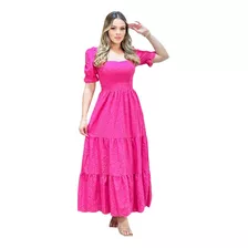 Vestido Longo Luxo De Lese Manga Curto 