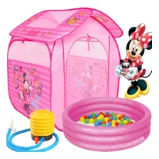 Barraca Casa Com Bolinhas Minnie Rosa Piscina Grande Bomba