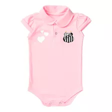 Body Santos Polo Rosa Torcida Baby Oficial