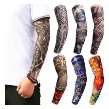 Par Manga De Tatuagem Falsa Fake Tattoo Segunda Pele Cor Estampado Sleeve