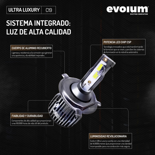 Auto Faros Led Evolum Kit Auxiliares C19 H4 9007 9004 H13 Foto 4