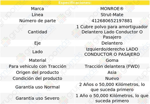 1 Cubre Polvo Amortiguador Izq/der Del Strut-mate Mpv 00-06 Foto 3