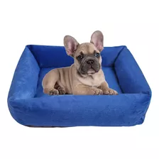 Caminha Pet Cachorro Gato Colchonete Cama Luxo Porte Médio Cor Azul Desenho Liso