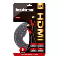 Cabo Hdmi 8k 2.1 Ultra Hd Gold 5m Hdr Dinâmico 5 Metros