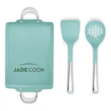 Comal Rectangular 36 Cm Antiadherente Jade Cook + Utensilios