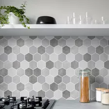 Papel De Parede Azulejo Hexágonos Cimento Queimado Banheiro