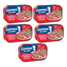 Kit 5 Latas Sardinha Gomes Da Costa Com Molho De Tomate 125g