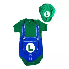 Body Temático Infantil Bebê - Luigi Com Boina