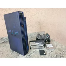 Ps2 Azul Playstation 2 Fat Midnight Blue Lindo Demais C/ Hd Interno Lotado, C/ Controle Original Leitor 100% Ps2 Fat Japones