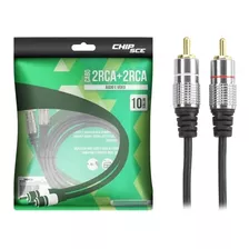 Cabo Audio 2 Rca 10m Profissional Plug Metal Fitz 10 Metros