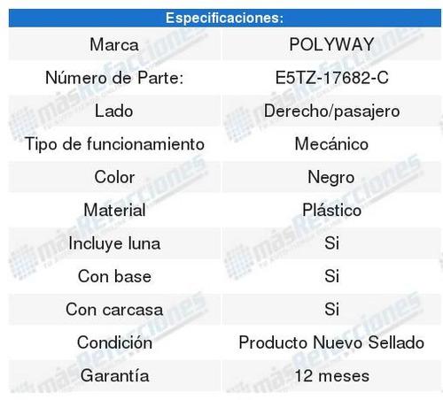 Par De Espejos Manuales Plstico C/base Bronco Ii 84 A 88 Foto 2