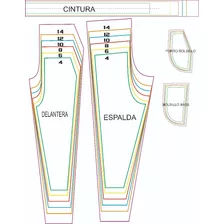 Moldes Vectorizado Pantalon Chupin C/cintura Imprimir Adulto