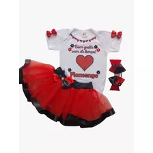 Conjunto Roupa Do Flamengo Infantil Feminino Menina