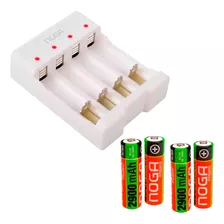 Cargador De Pilas Usb Noga + 4 Pilas Aa 2900mah Recargables