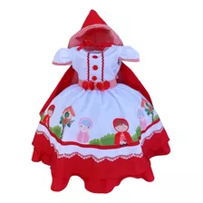 Vestido De Festa Luxo Chapeuzinho Vermelho + Capa E Capuz