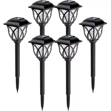 Pack De 6 Luces Solares Led Para Jardín Color Blanco Cálido Color Negro