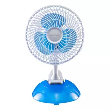 Ventilador De Mesa Mini Branco Com 3 Pás Cor Azul, 20cm 220v