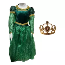 Disfraz Princesa Fiona Con Corona Para Niña