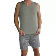 Pijama Masculino Cavado Shorts Curto Estampado Verão