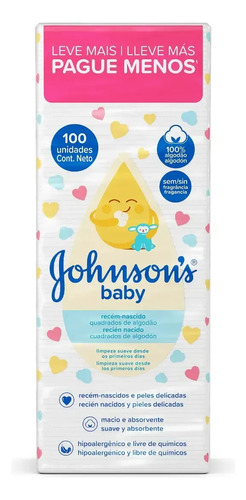 Algodão Johnsons Baby Recém-nascido 100 Unidades Branco