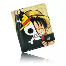 Cartera De Cuero Con Diseño De Anime Tarjetero Plegable Para