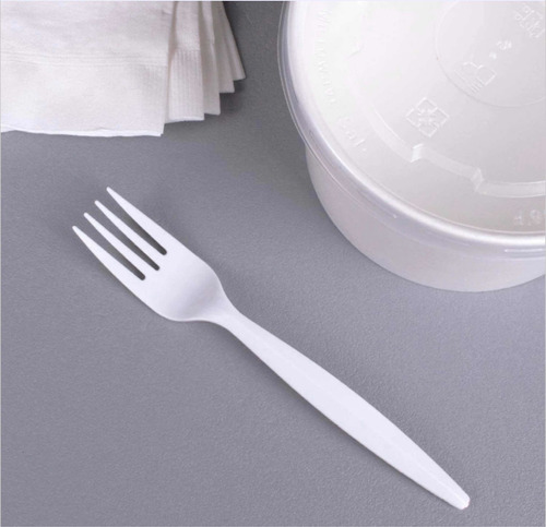 Tenedor Plastico Blanco Plástico 15 Cm X 50 Unid Tenedores