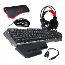 Kit Gamer Teclado + Mouse + Audifonos + Mousepad Aoas Rgb