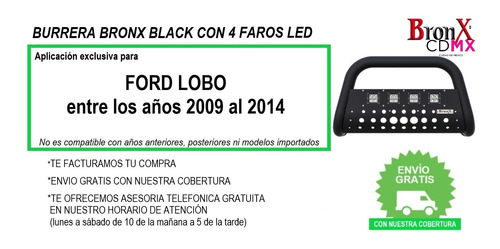 Burrera Bronx Black 4 Faros Ford Lobo 2009-2014 Foto 9