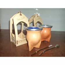 Mate Forrado En Cuero C/caja Y Grabado - Regalo Empresarial