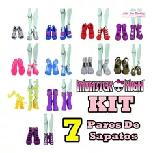 Kit 7 Sapatos P/ Boneca Monster High Ever After Sapatinhos