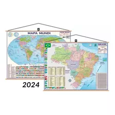 Kit 3 Mapas Brasil + 3 Mundi Banner Moldura Politico