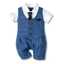 Pañalero, 1 Pz, Bebe, Traje Formal Manga Corta, Azul