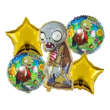 Set Globo Metalizado Plants Vs Zombies 70cm X 5 Pzas