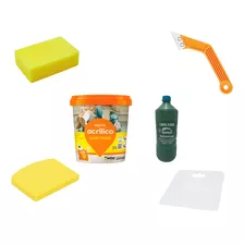 Kit Rejunte 1kg + Raspador + Espátulas + Espuma + Limpa Piso