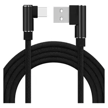 Cable Usb A Usb C Tipo Type Macho De 1m En Angulo 90 Grados® Color Negro