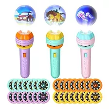 Linterna Con Proyector De Dinosaurio Para Niños (3 Pack)