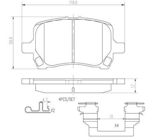 Balata Brembo Aura 3.6 2007 2008 2009 Foto 2