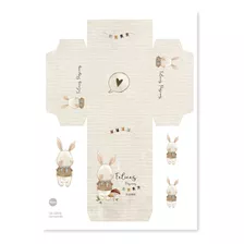 Caja Imprimible Conejo Acuarela Felices Pascuas Tukit