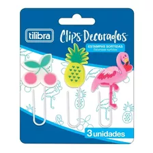 Clips Para Papel 50mm Decorado Tilibra 3 Unidades Cor Branco