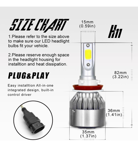 H7 H1 881 - Kit De Focos Led For Hyundai Elantra 2013-2016 Foto 6