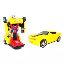 Brinquedo Infantil Carro Super Robô Com Luz Som Transformers Cor Amarelo Personagem 8945789