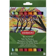 Marcadores De Doble Punta Derwent Academy Caja Con 8 Colores