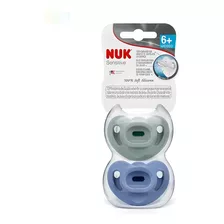Chupeta Nuk Sensitive Kit 2 Unidades Fase 2 100% Silicone Cor Azul Período De Idade 6-12 Meses