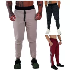 Kit 3 Calças Moletom Masculina Jogger Swag Treino Lazer