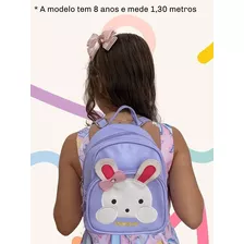 Mochila Infantil Em Couro Sintético Com Bordado - Coelho