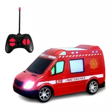 Carrinho De Controle Ambulância Resgate Luz E Som Vermelha Cor Vermelho Personagem Bombeiro